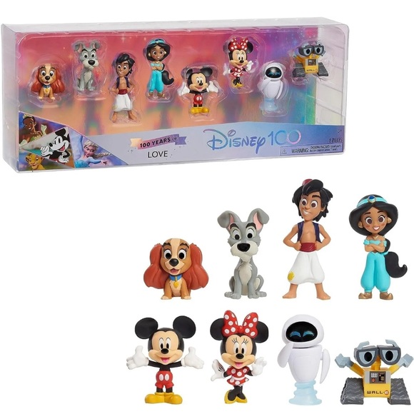 Disney 100 Years Of Love Collector Character Figure Set Limited Edition 8 PC NEW - Picture 1 of 5